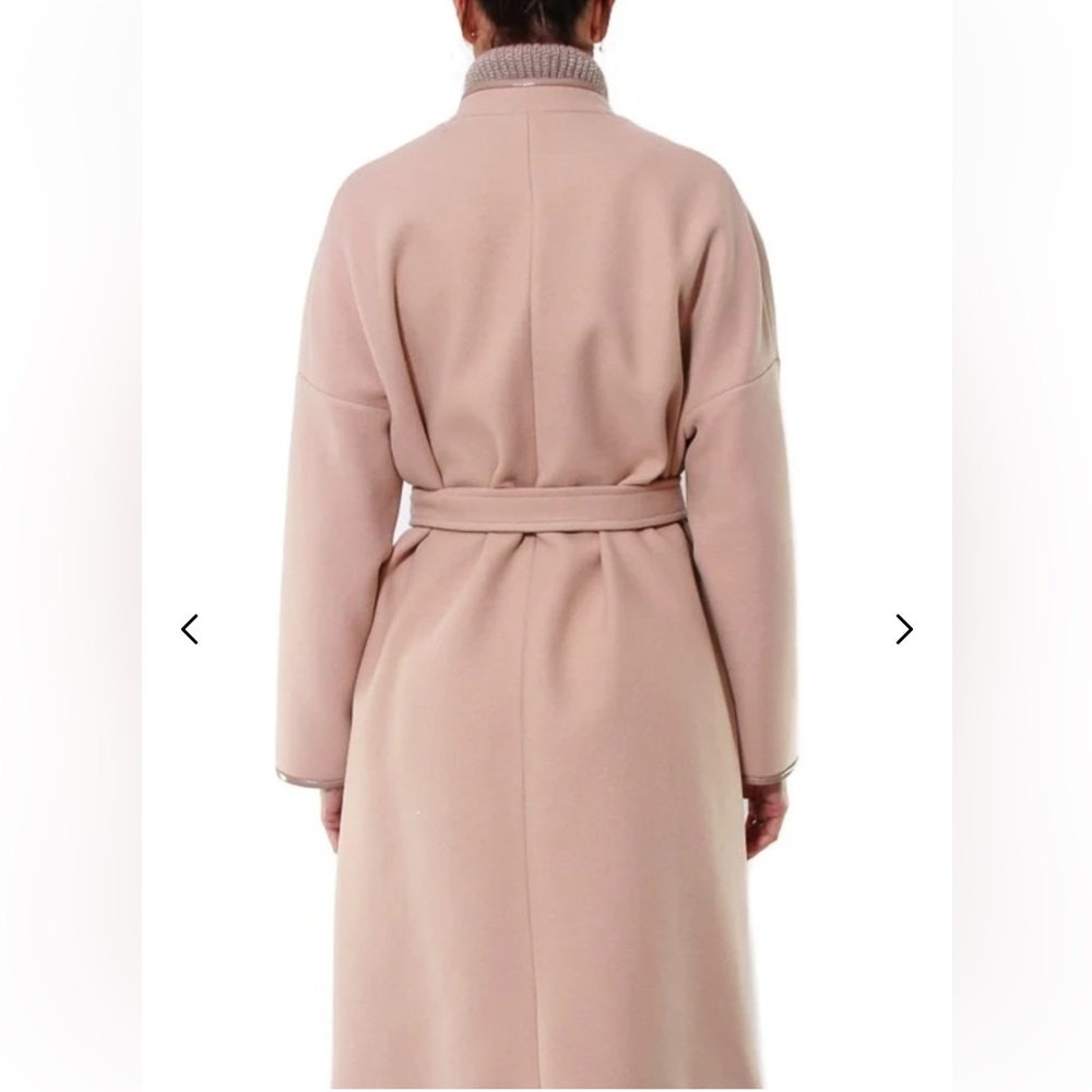 Pinko Wool Blend Coat Blush Pink‎ Womens Sz 2 Tie Waist - Picture 3 of 16